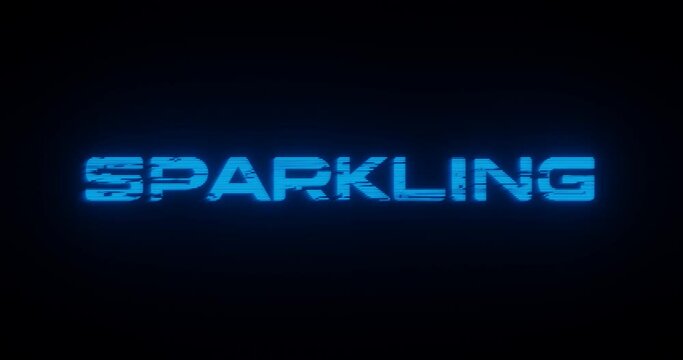 3d rendered animation of a SPARKLING neon blue sign on a black background