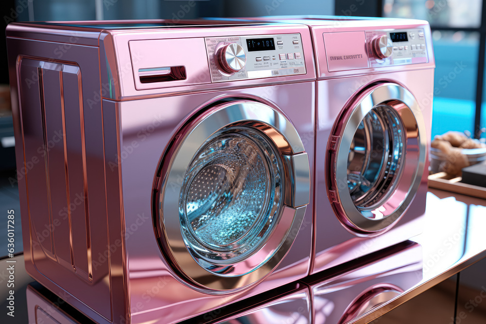 Canvas Prints conceptual image of a washing machine with soap suds leaking generative ai.