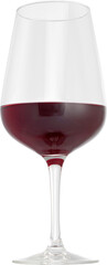 a flat view of an isolated red glass of wine with transparency