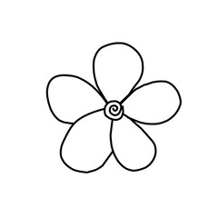 Fototapeta na wymiar A set of hand drawn doodle style daisy flowers in simple black line