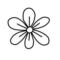 Fototapeta premium A set of hand drawn doodle style daisy flowers in simple black line