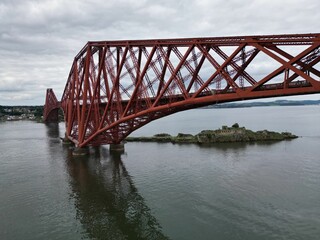 Aerial view of the Forth Bridge in Edinburgh, Scotland