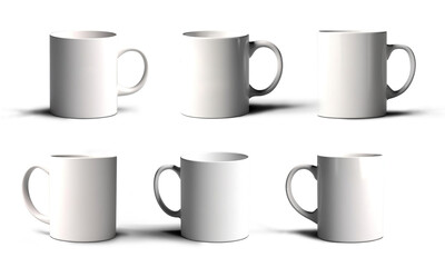 Wei&szlig;e Kaffee Becher, Tee, Mockup, Freigestellt, Licht aus verschidenen Richtungen, Isoliert