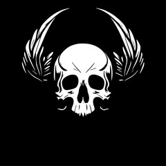 Obraz premium Skull | Black and White Vector illustration