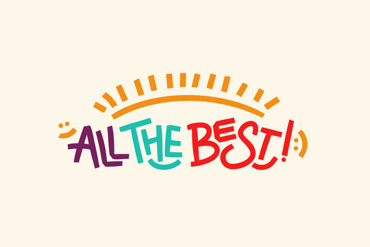 All the best horizontal card. Greeting words with smiles composition. Template for stickers, banners, social media, posters.