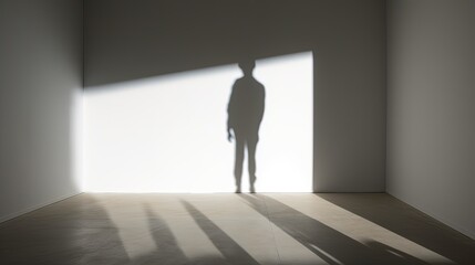 man s shadow on wall. silhouette concept