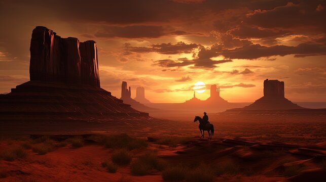 Summer sunrise in Monument Valley Arizona. silhouette concept