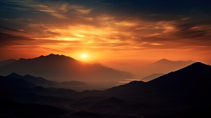 Silhouetted mountains during Canary Islands sunset