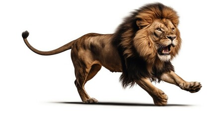 Lone lion jumping isolated on white. silhouette concept © HN Works