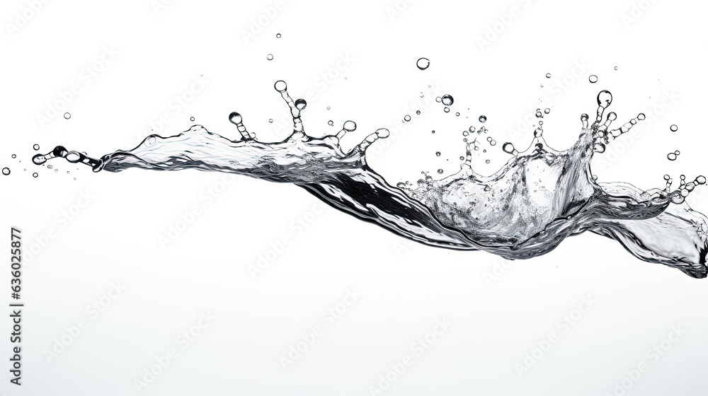 Poster fresh and clear water splash isolated on white background. silhouette concept