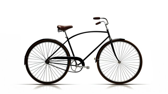 Isolated white vintage bike with shadow. silhouette concept