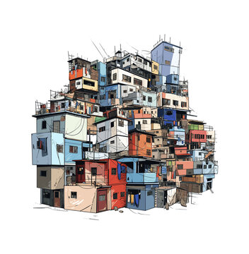 Slum area. A concept illustration of low income people's residential area