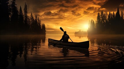 Silhouette of a canoe