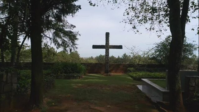 Rolândia PR crucifix in the cemetery trees low image