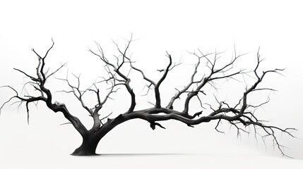 Obraz premium White background in Thailand with a dead tree. silhouette concept