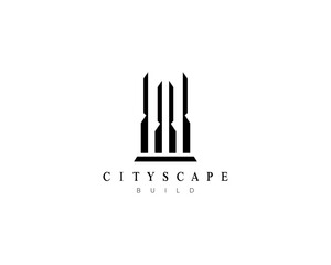 Real estate logo. Cityscape, architecture, construction, real estate, property, structure and planning logo design concept.