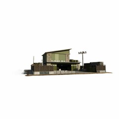 3D rendering of an abandoned rural setting model isolated on a white background