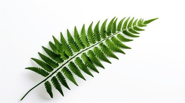 Green fern leaf on white background isolated Dried plant leaf decorative. silhouette concept