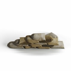 3D rendering of stuffed and stacked sacks isolated on a white background