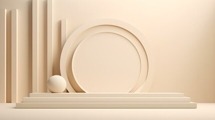 Futuristic Studio Background in ivory Colors. Elegant Room for Product Presentation
