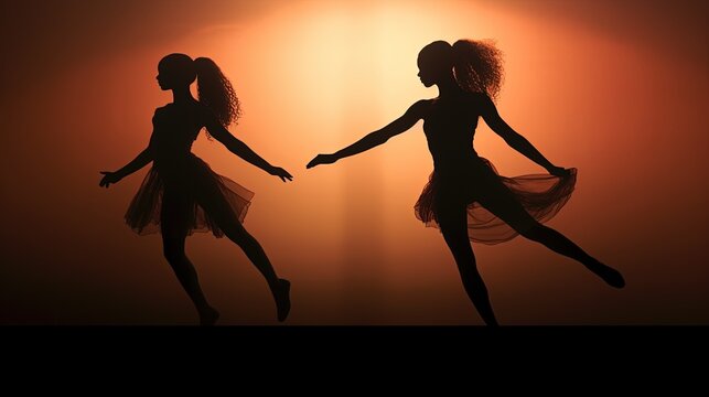 Modern ballet performers in shadow. silhouette concept