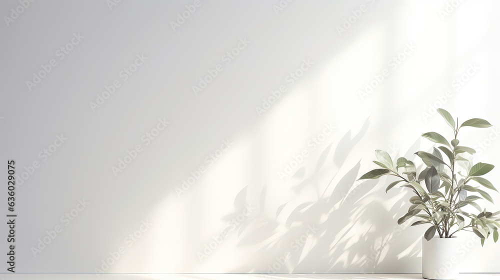 Aufkleber simple white wall with blurred foliage shadow on light background perfect backdrop for a presentatio