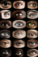 Set of diverse eyes of the people