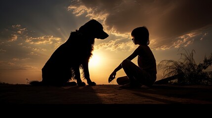 Closest companions. silhouette concept