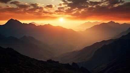 Silhouetted mountains during Canary Islands sunset