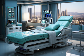 Cutting-edge medical equipment in a modern hospital. Generative Ai.