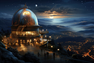 Obraz premium Exploration of distant planets through telescopes. Generative Ai.