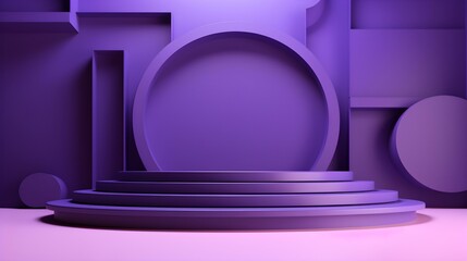 Futuristic Studio Background in purple Colors. Elegant Room for Product Presentation
