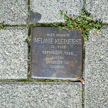 Stolperstein - Stumbling Block - in Wiesbaden memorials on the pavements to victims of Nazi oppression.