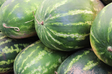 Healthy food fresh watermelons in the markets of Turkey close-up