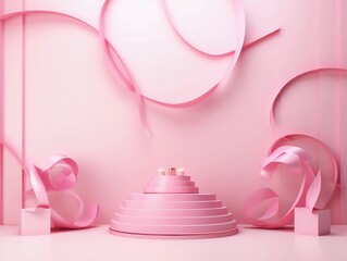Pink Ribbon and Bow, Elegant Decorative Detai, 
AI generator