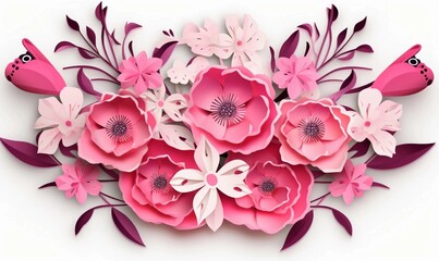 pink flower background, Delicate Pink Flower Blooms: A Nature's Elegance Background, AI generator