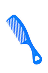 red and blue plastic hair comb, isolate on white background