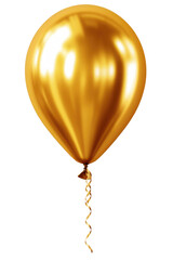 Gold metallic balloon isolated on transparent background. Generative ai