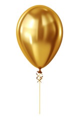 Gold metallic balloon isolated on transparent background. Generative ai