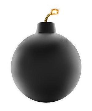 2020 text on bomb with lit fuse on transparent background. 3D illustration
