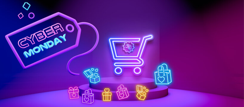Cyber Monday sales banner with space for text, copyspace,