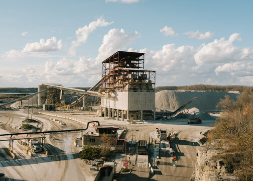 Quarry Entrance, Heavy Machinery, High Angle