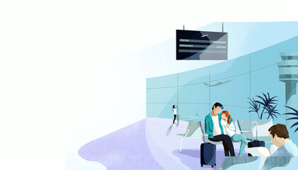 airport scene illustration 