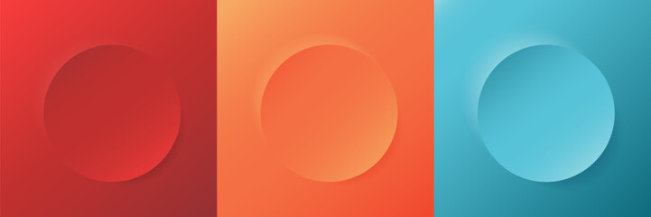 Red, orange, blue paper cut background. Abstract layered circle papercut decoration illustration for presentation, banner, cover, web, flyer, card, poster, wallpaper, texture, slide, social media