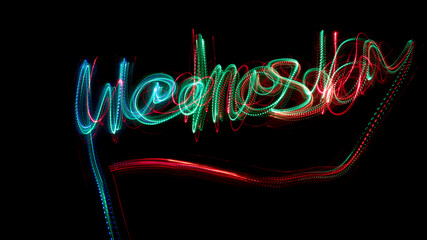 wednesday word lettering colorful lights lightpainting