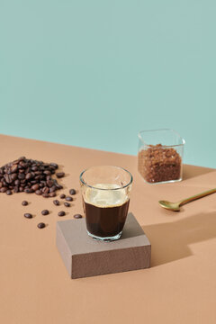Black coffee in small shot