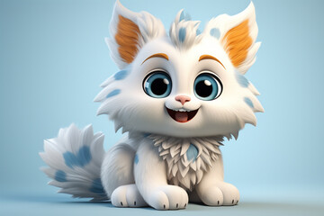 Obraz premium Cute animal animated on white background, cartoon style, animated expressions, quirky expressions, playful expressions. sweet, cheerful, little animals