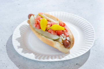 A view of a Chicago dog.