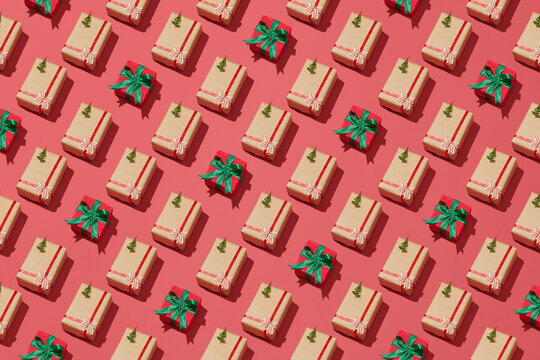 Holiday pattern from gift boxes.