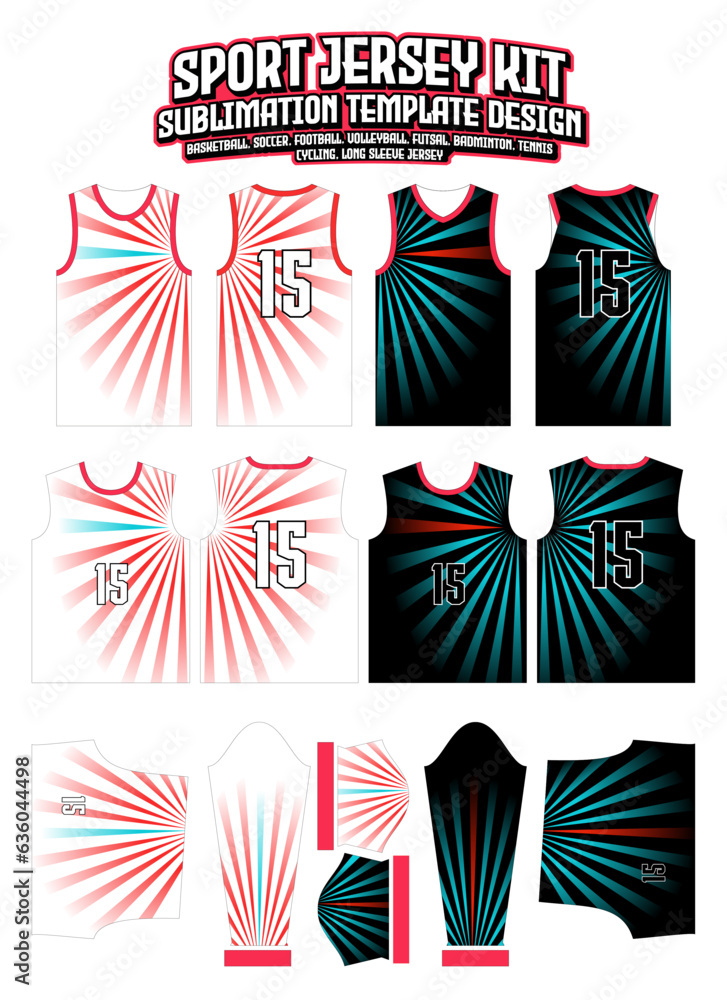 Wall mural Rays Jersey Design Sportswear Pattern Template